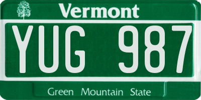 VT license plate YUG987