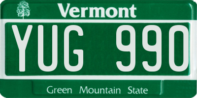 VT license plate YUG990