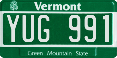 VT license plate YUG991