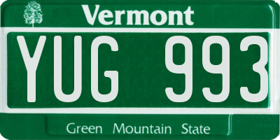 VT license plate YUG993