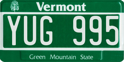 VT license plate YUG995