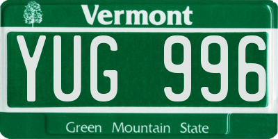 VT license plate YUG996