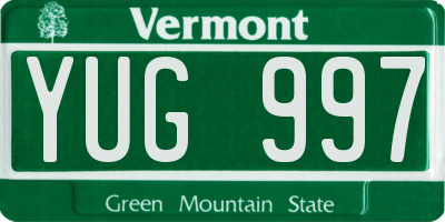 VT license plate YUG997