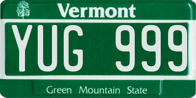VT license plate YUG999