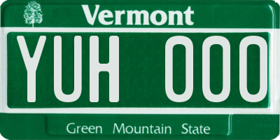 VT license plate YUH000