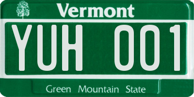VT license plate YUH001