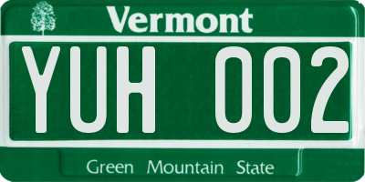 VT license plate YUH002