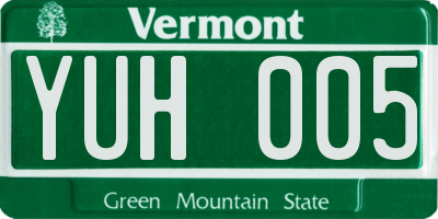 VT license plate YUH005