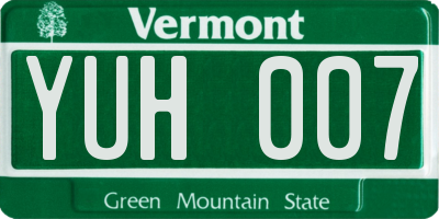 VT license plate YUH007
