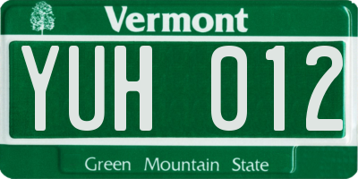 VT license plate YUH012