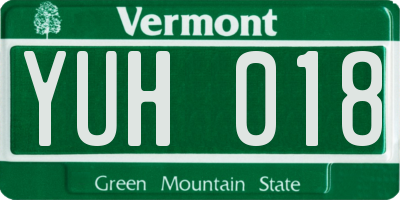 VT license plate YUH018