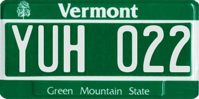 VT license plate YUH022