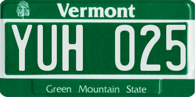 VT license plate YUH025