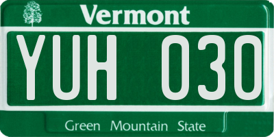 VT license plate YUH030