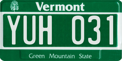 VT license plate YUH031