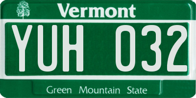 VT license plate YUH032