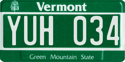 VT license plate YUH034