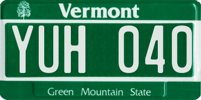 VT license plate YUH040