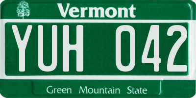 VT license plate YUH042