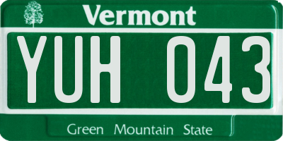 VT license plate YUH043