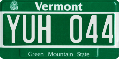VT license plate YUH044