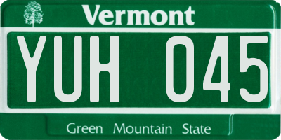 VT license plate YUH045