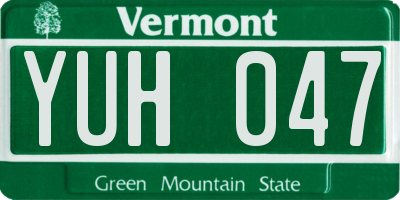 VT license plate YUH047