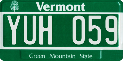 VT license plate YUH059