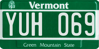 VT license plate YUH069