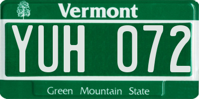 VT license plate YUH072