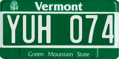 VT license plate YUH074