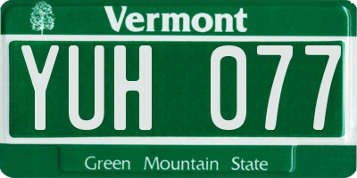 VT license plate YUH077
