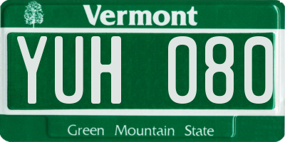 VT license plate YUH080