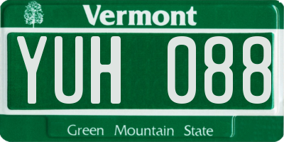 VT license plate YUH088