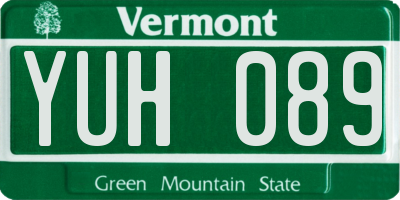 VT license plate YUH089