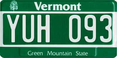VT license plate YUH093