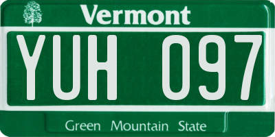 VT license plate YUH097