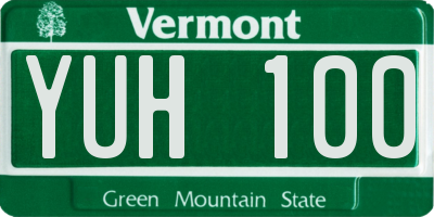 VT license plate YUH100