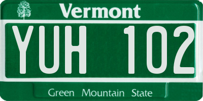 VT license plate YUH102