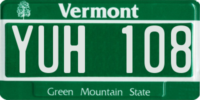 VT license plate YUH108