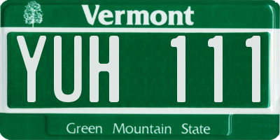 VT license plate YUH111