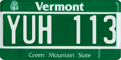 VT license plate YUH113