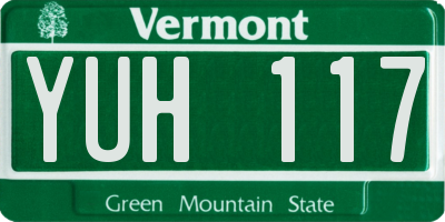 VT license plate YUH117