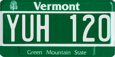 VT license plate YUH120