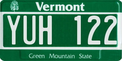 VT license plate YUH122