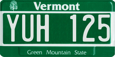 VT license plate YUH125