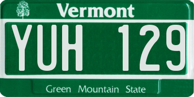 VT license plate YUH129