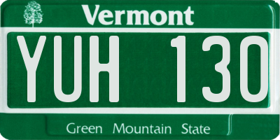 VT license plate YUH130