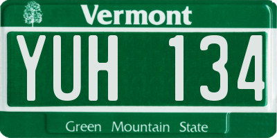 VT license plate YUH134