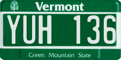 VT license plate YUH136